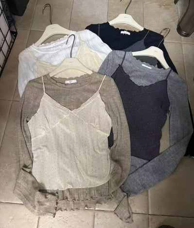 波點背心木耳邊上衣兩件套10