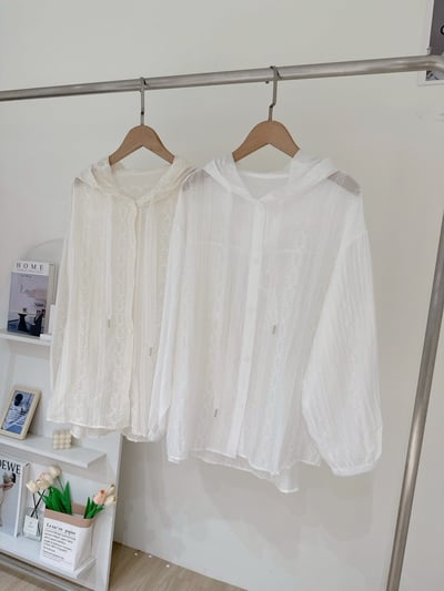 刺繡蕾絲開釦外套防曬襯衫1