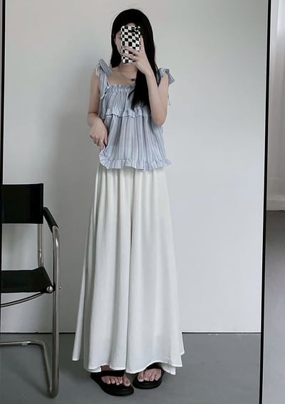 冰絲紗裙皺褶闊腿褲褲子4