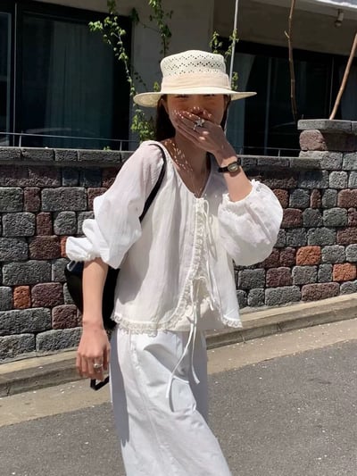蕾絲罩衫+背心兩件套1