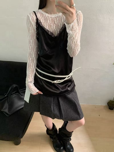 質感蕾絲緞面吊帶6