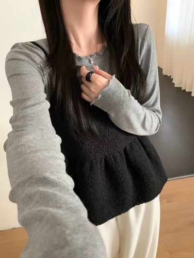 ★限時優惠｜至11/2★奶呼呼羊圈毛毛吊帶背心套裝7