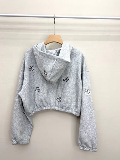 刺繡小雛菊短版連帽外套/寬褲・單件成套可選9