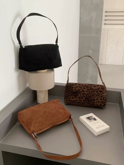 復古絨面豹紋手提肩背小方包10