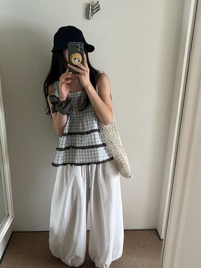 附髮圈格紋蛋糕背心2