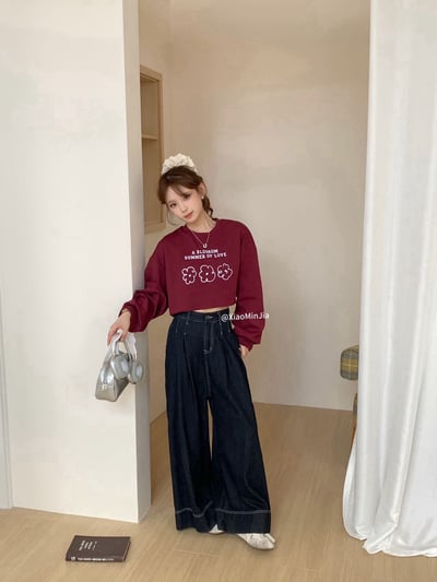 澎袖小花短版tee上衣8