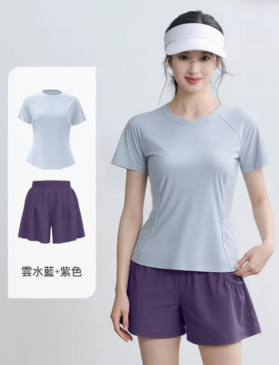 健身跑步速乾短袖短褲運動套裝5
