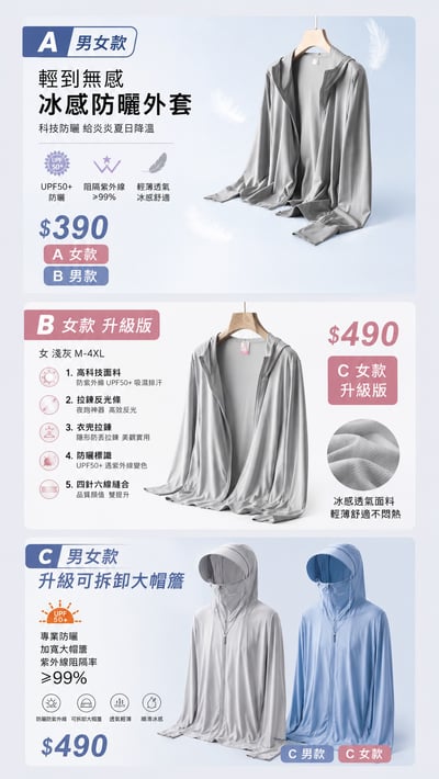 UPF50+ 男女款冰絲涼感防曬外套(經典/升級/大帽簷)5