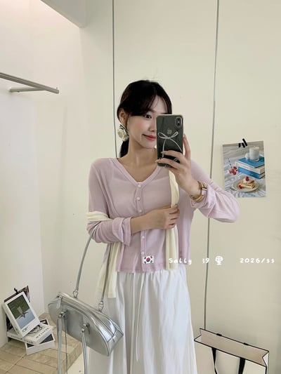 馬卡龍色天絲開衫防曬罩衫7
