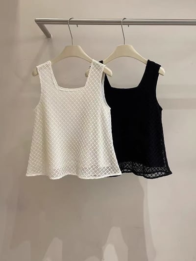 菱格蕾絲傘襬背心3