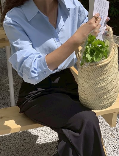 質感翻領純棉襯衫上衣12