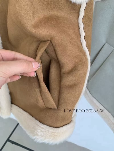 馬卡龍色Q毛鹿皮絨背心(附小包)5