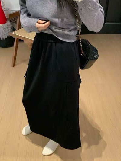 工裝口袋空氣棉裙長裙2