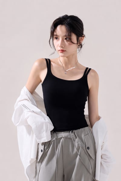BRATOP-【涼感】雙肩吊帶美背立體胸墊罩杯上衣背心1