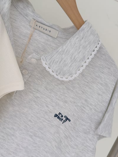 蝴蝶結刺繡蕾絲領上衣8