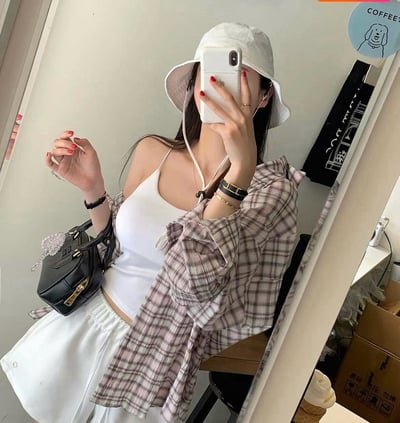 韓妞款格紋襯衫8