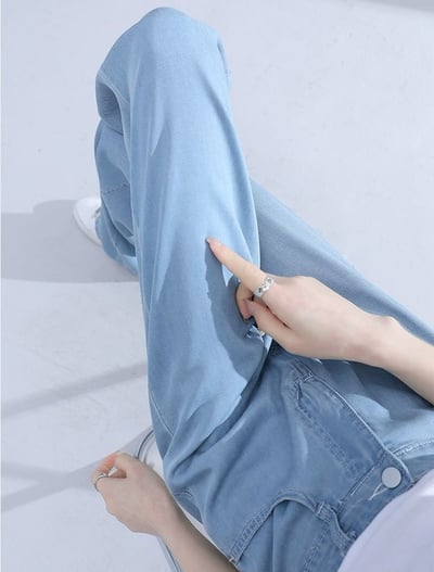 超軟輕薄天絲牛仔褲闊腿長褲(小個子/常規/加長)6