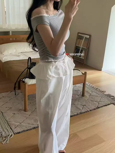 蕾絲斜肩上衣4