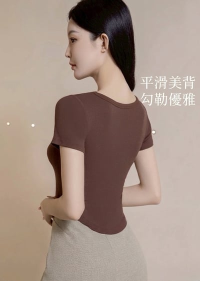 BRATOP【涼感】弧形下擺立體胸墊短袖上衣3