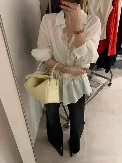 蕾絲假兩件襯衫5