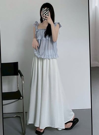 冰絲紗裙皺褶闊腿褲褲子5