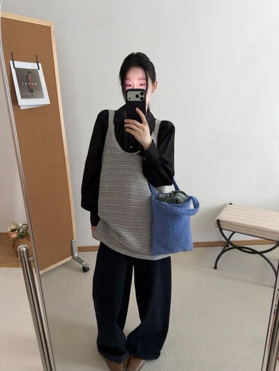 中長款鏤空V領針織無袖背心7