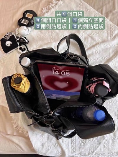 爆款復古油蠟皮大容量托特包單肩包斜肩包*(贈肩帶可調節)12