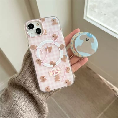 粉格狗狗磁吸支架手機殼｜iPhone 13-17系列1