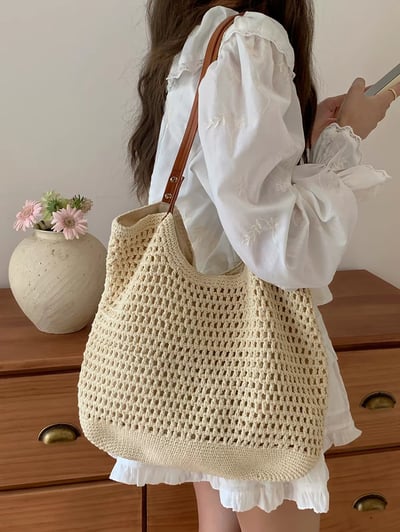 夏日百搭草編包大容量編織包(大/小款)1