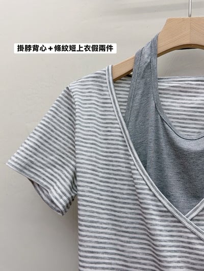 掛脖交叉上衣＋寬褲套裝11