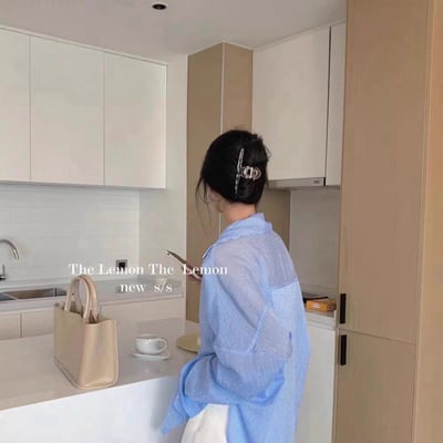 馬卡龍色條紋寬鬆襯衫7