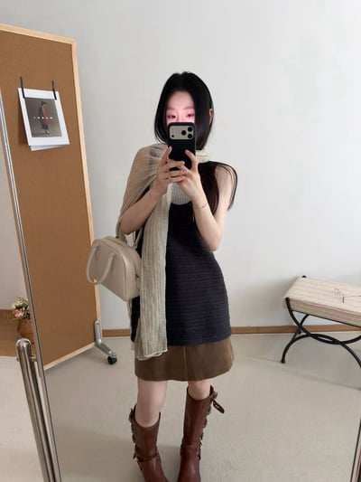 中長款鏤空V領針織無袖背心6