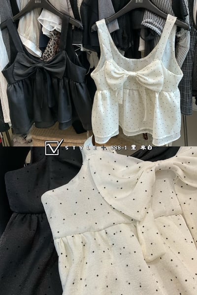 蝴蝶結點點透紗網紗背心5