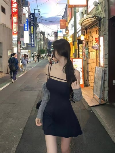薄款罩衫+短洋裝兩件套2