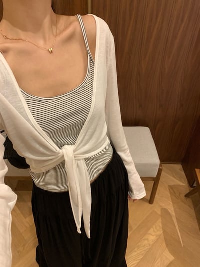 防曬外條紋背心兩件套3