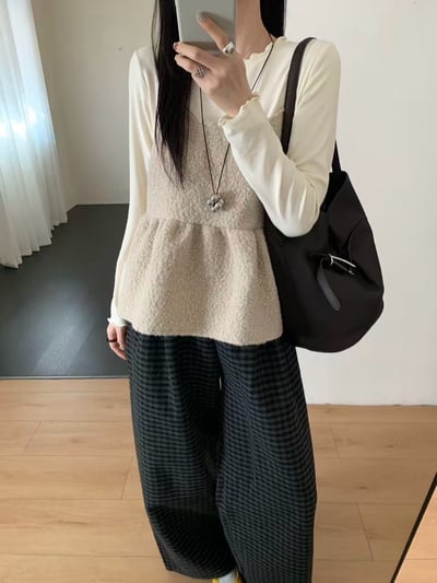 ★限時優惠｜至11/2★奶呼呼羊圈毛毛吊帶背心套裝4