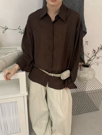 慵懶肌理感寬鬆排釦襯衫8