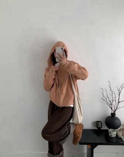 抽繩棉質連帽外套1