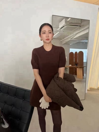 圓領針織短洋裝2