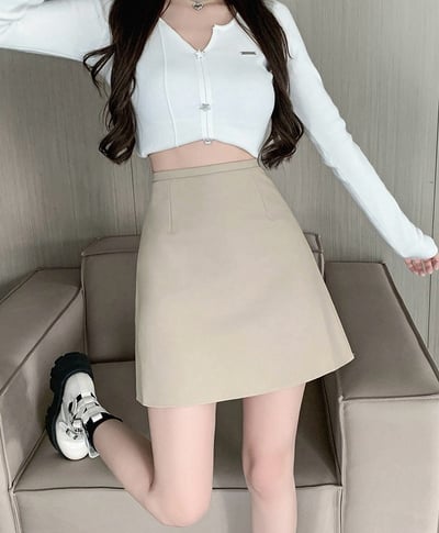 高腰顯瘦百搭防走光短裙皮裙8