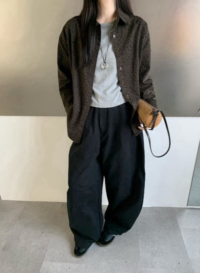 豹紋寬鬆襯衫3