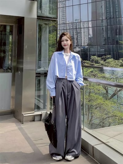 韓系鹽感短版襯衫2
