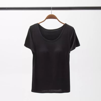 『懶人必穿★免穿內衣TEE』莫蘭迪色舒適清涼莫代爾五指集中型Bra短袖T恤M-3XL9