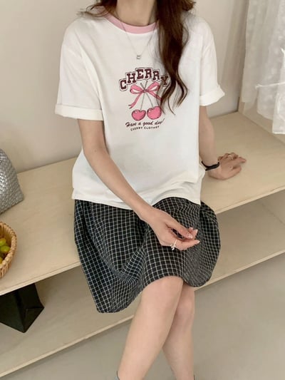 撞色領櫻桃tee上衣7