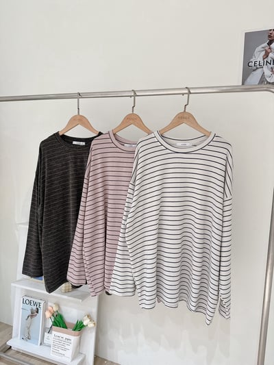 超舒服長版條紋針織上衣6