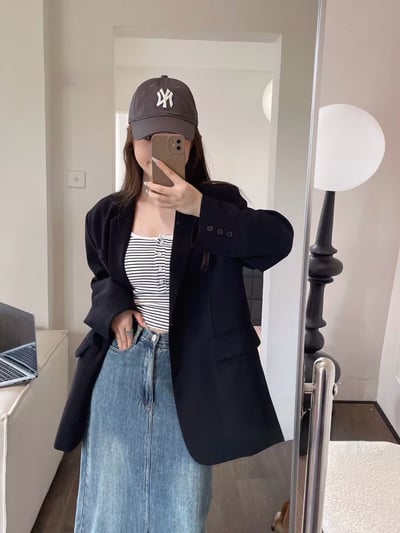 『買一送一』條紋鈕扣吊帶美背胸墊背心6