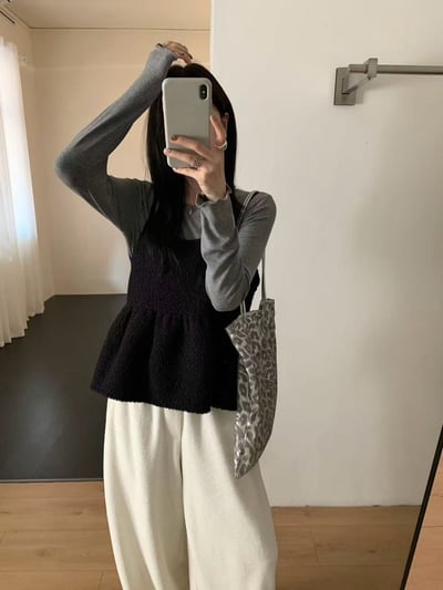 ★限時優惠｜至11/2★奶呼呼羊圈毛毛吊帶背心套裝10