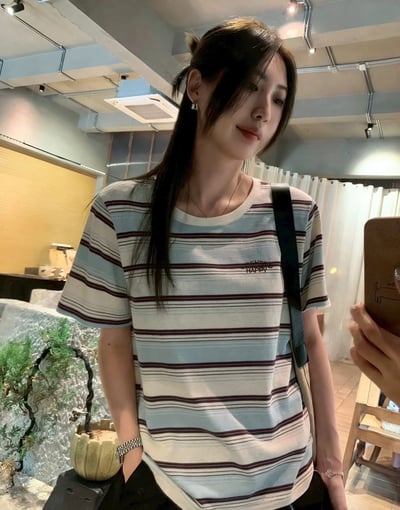 撞色條紋tee上衣7