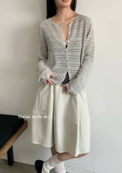 夏日必備・清爽鏤空防曬針織外套8