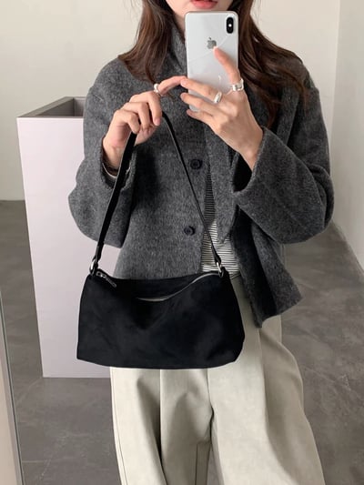 復古絨面豹紋手提肩背小方包1